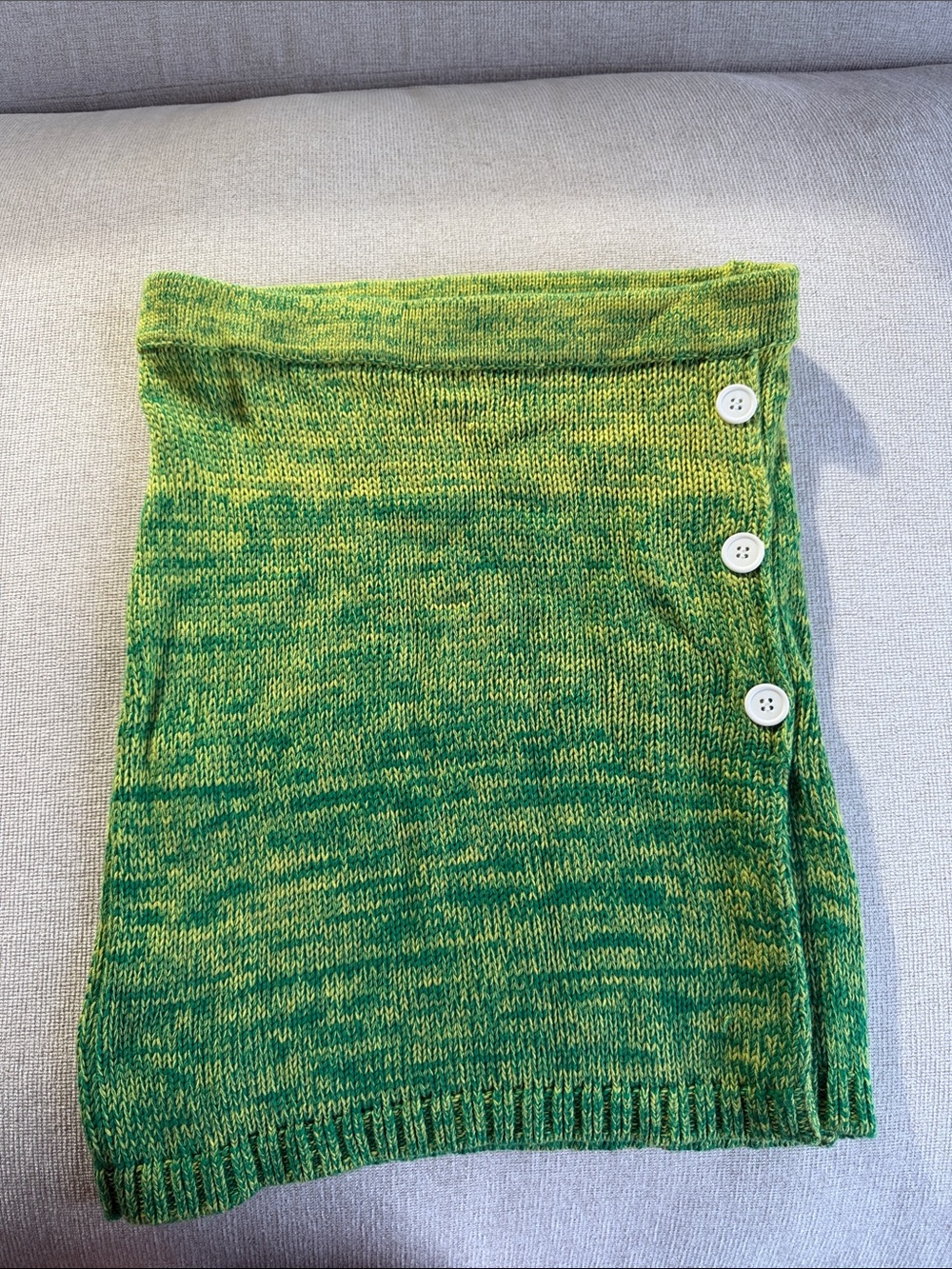 Lovers + Friends Marled Green Knit Button-Detail Skirt